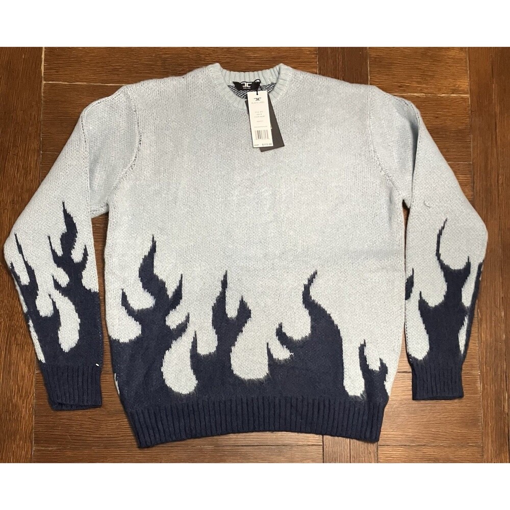 Men’s Jordan Craig Size M Azure Blue Inferno Crewneck Sweater Flames NWT